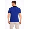 Erkek Polo Yaka Çizgili Tişört Kısa Kol Düğmeli Yazlık T-Shirt - Saks Mavisi