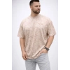 Erkek Premium Tişört OSY Yumuşak Dokulu Yıkamalı Oversize T-Shirt - Bej
