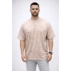 Erkek Premium Tişört OSY Yumuşak Dokulu Yıkamalı Oversize T-Shirt - Bej