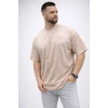 Erkek Premium Tişört OSY Yumuşak Dokulu Yıkamalı Oversize T-Shirt - Bej