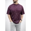 Erkek Premium Tişört OSY Yumuşak Dokulu Yıkamalı Oversize T-Shirt - Bordo