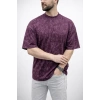 Erkek Premium Tişört OSY Yumuşak Dokulu Yıkamalı Oversize T-Shirt - Bordo