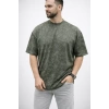 Erkek Premium Tişört OSY Yumuşak Dokulu Yıkamalı Oversize T-Shirt - Haki