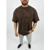 Erkek Premium Tişört OSY Yumuşak Dokulu Yıkamalı Oversize T-Shirt - Kahverengi