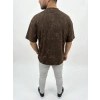 Erkek Premium Tişört OSY Yumuşak Dokulu Yıkamalı Oversize T-Shirt - Kahverengi