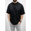 Erkek Premium Tişört OSY Yumuşak Dokulu Yıkamalı Oversize T-Shirt - Siyah
