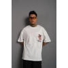 Erkek Sırt Baskılı A Kalite Oversize T-shirt - Beyaz