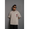 Erkek Sırt Baskılı A Kalite Oversize T-shirt - Gri