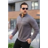Erkek Süet Yarım Fermuar Dik Yaka Sweat