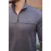 Erkek Süet Yarım Fermuar Dik Yaka Sweat