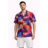 Erkek Tropikal Desenli Kısa Kol Gömlek Rahat Kalıp Yazlık Hawaii Tarz - Desenli