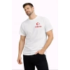 Erkek TÜRKİYE Ay Yıldız Baskılı Taraftar Forma T-Shirt - Beyaz