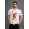 Erkek TÜRKİYE Baskılı Tişört 2026 Dünya Kupası Taraftar Forma T-Shirt - Beyaz