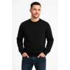 Erkek Üç İplik Düz Bisiklet Yaka SweatShirt - Siyah