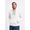 Erkek Üç İplik Kapüşonlu Kanguru Cepli SweatShirt Hoodie - Beyaz