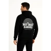 Erkek Üç İplik Kapüşonlu Ön Ve Arka Baskılı SweatShirt Hoodie - Siyah