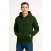 Erkek Üç İplik Kapüşonlu Tam Fermuarlı Kanguru Çepli SweatShirt Hoodie - Haki