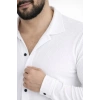 Erkek Waffle Kumaş Uzun Kollu Düğmeli Açık Yaka Regular Fit Gömlek - Beyaz