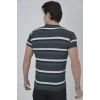 Erkek Yakalı Slim Fit Dokuma Çizgili T-Shirt - Haki