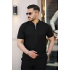 Erkek Yakası Fermuarlı Kısa Kollu T-shirt