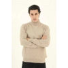 Erkek Yarım Balıkçı Yaka Triko Kazak - Bej