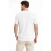 Erkek Yazlık Fitilli Triko Tişört Kısa Kol Bisiklet Yaka T-Shirt - Beyaz
