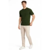 Erkek Yazlık Fitilli Triko Tişört Kısa Kol Bisiklet Yaka T-Shirt - Haki