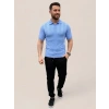 Erkek Yazlık Triko Dokuma Tişört Kısa Kol Polo Yaka T-Shirt - Bebek Mavisi