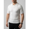 Erkek Yazlık Triko Dokuma Tişört Kısa Kol Polo Yaka T-Shirt - Beyaz