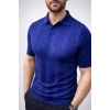 Erkek Yazlık Triko Dokuma Tişört Kısa Kol Polo Yaka T-Shirt - Lacivert