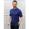 Erkek Yazlık Triko Dokuma Tişört Kısa Kol Polo Yaka T-Shirt - Lacivert