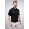Erkek Yazlık Triko Dokuma Tişört Kısa Kol Polo Yaka T-Shirt - Siyah