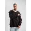 Geniş V Yaka Kol Ribana Detaylı SweatShirt - Kahve