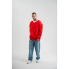 Geniş V Yaka Kol Ribana Detaylı SweatShirt - Kırmızı