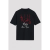 Happy New Year Baskılı T-shirt - Siyah