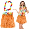 Hawaii Luau Aloha Turuncu Püsküllü 40 cm Etek ve Hawaii Kolye Seti (4940)