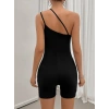 Kadın Asimetrik Askılı Mini Kaşkorse Bodycon Tulum