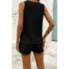 Kadın Askılı Kolsuz V Yakalı önden Düğmeli Bürümcük Bluz Ve Short Ikili Takım