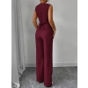 Kadın Askılı önden Düğmeli Bluz Ve Pantolon Keten Ikili Takım