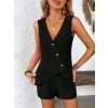 Kadın Askılı önü Düğmeli Asimetrik Detaylı Bluz Ve Astarlı Short Ikili Takım
