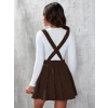 Kadın Askılı Sırttan çapraz Detaylı Kısa Kiloş Kadife Mini Elbise