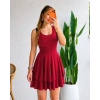 Kadın Askılı Yuvarlak Yakalı Fırfırlı Kısa Sandy Elbise