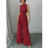 Kadın Balıkçı Yaka Kolsuz Incili Beli Kuşaklı Uzun Janjan Tulum