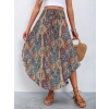 Kadın Beli Lastikli Bağcıklı Asimetrik Kesim Detaylı Desenli Bürümcük Etek