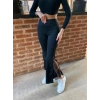 Kadın Dantel Eklemeli Ispanyol Paça Scuba Tayt Pantalon