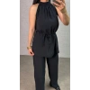 Kadın Halter Yaka Beli Kuşak Detaylı Ikili Takım