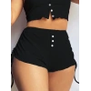 Kadın Ip Askılı Crop Bluz Ve Yanlardan Büzgülü Ikili Kaşkorse Short Takım