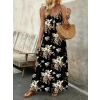 Kadın Ip Askılı V Yakalı çiçek Desenli Süprem Elbise