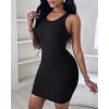 Kadın Kalın Askılı Bodycon Kaşkorse Mini Elbise