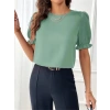 Kadın Kısa Kollu Bisiklet Yaka Kolları Gipeli Ithal Krep Bluz
